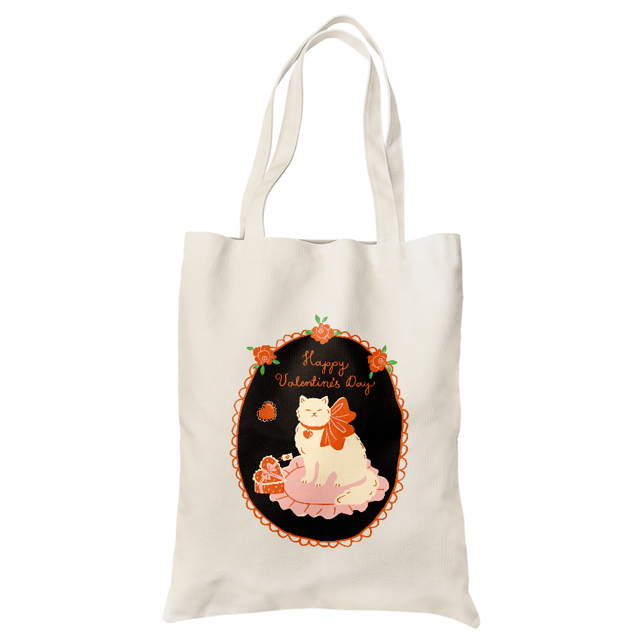 کیسه پارچه ‌ای گربه سفید ولنتاین